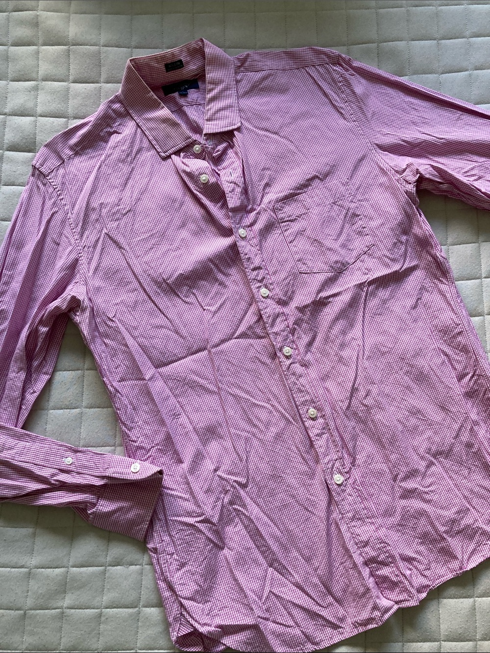 J. Crew Men’s Pink Micro-Check Button-Down Dress Shirt